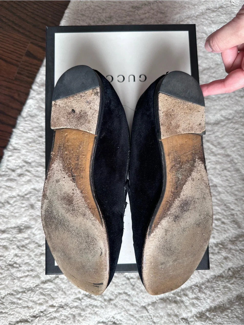 Gucci Black Velvet Horsebit Loafers